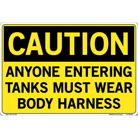 Vestil Sign, Caution, 18.5x12.5", Label/Decal, .01, SI-C-80-D-LB-011 SI-C-80-D-LB-011